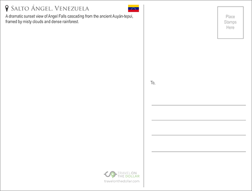 Angel Waterfalls, Venezuela Travel Postcard