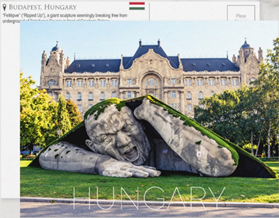 Feltépve Sculpture, Budapest, Hungary Travel Postcard