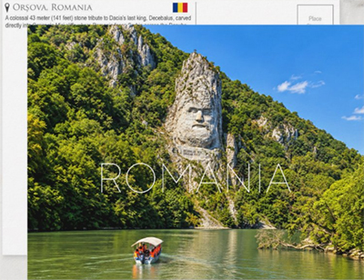 Travel Postcards From Europe 162 Statue of Decebalus, Orșova, Romania Travel Postcard